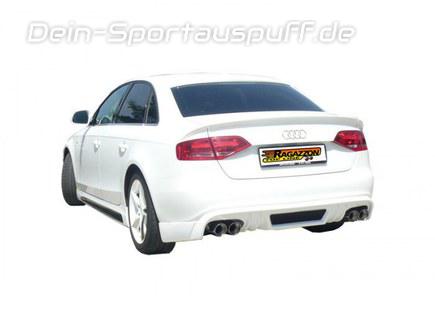 Ragazzon Edelstahl Duplex Racing-Komplettanlage ab Kat Audi A4 B8 Typ 8K Limo u. Avant 2.0TDI 105kW je 2x90mm rund doppelwandig abgeschrägt versetzt