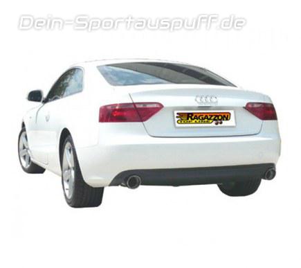 Ragazzon Edelstahl Duplex Racing-Komplettanlage ab Kat Audi A5 Typ 8T Coupe 1.8TFSI je 102mm rund doppelwandig abgeschrägt