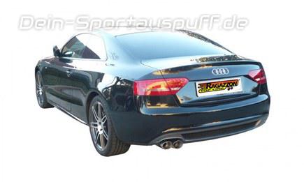 Ragazzon Edelstahl Racing-Komplettanlage ab Kat Audi A5 Typ 8T Coupe 2.0TDI 125kW 2x80mm rund doppelwandig abgeschrägt versetzt