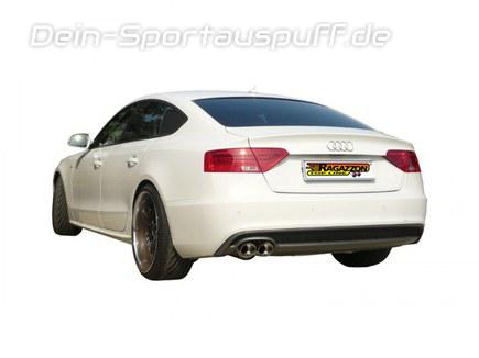 Ragazzon Edelstahl Racing-Komplettanlage ab Kat Audi A5 Sportback Typ 8T Coupe 2.0TDI 125kW 2x80mm rund doppelwandig abgeschrägt versetzt