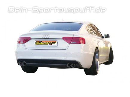 Ragazzon Edelstahl Duplex Racing-Komplettanlage ab Kat Audi A5 Sportback Typ 8T Coupe 2.0TDI 125kW je 2x80mm rund doppelwandig abgeschrägt versetzt