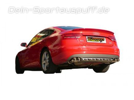 Ragazzon Edelstahl Duplex Racing-Komplettanlage ab Kat Audi A5 Sportback Quattro Typ 8T Coupe 2.0TDI 125kW je 2x80mm rund doppelwandig abgeschrägt versetzt