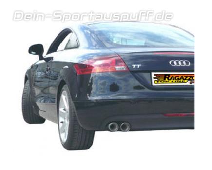 Ragazzon Edelstahl Racing-Komplettanlage ab Kat Audi TT 8J Coupe Roadster 2.0l 2x80mm rund doppelwandig abgeschrägt versetzt