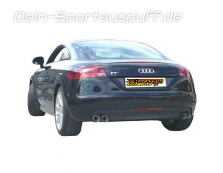 Ragazzon Edelstahl Duplex Racing-Komplettanlage ab Kat Audi TT 8J Coupe Roadster 2.0l je 2x80mm rund doppelwandig abgeschrägt versetzt