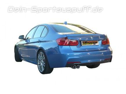 Ragazzon Edelstahl Komplettanlage ab Kat BMW 3er F30 F31 Limousine u. Touring 328i 2x80mm rund eingerollt versetzt