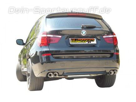 Ragazzon Edelstahl Duplex Komplettanlage ab Kat BMW X3 F25 20d je 2x80mm rund doppelwandig abgeschrägt versetzt