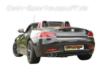 Ragazzon Edelstahl Duplex Racing-Komplettanlage ab Kat BMW Z4 E89 Roadster 23i 30i je 2x80mm rund doppelwandig abgeschrägt versetzt