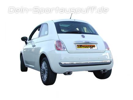 Ragazzon Edelstahl Duplex Racing-Komplettanlage ab Kat Fiat 500 1.4l 16V je 115x70mm oval eingerollt