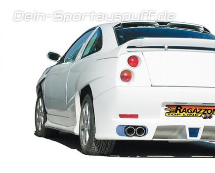 Ragazzon Edelstahl Sportauspuff inkl. Adapter auf Serie Fiat Coupe 2.0l 20V 2x80mm rund eingerollt