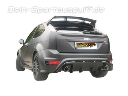 Ragazzon Edelstahl Duplex Racing-Komplettanlage ab Kat Ford Focus 2 RS 500 je 102mm rund doppelwandig abgeschrägt