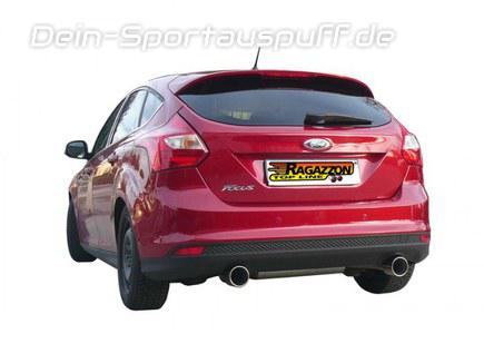 Ragazzon Edelstahl Duplex Racing-Komplettanlage ab Kat Ford Focus 3 Schrägheck 1.6l Ecoboost je 102mm rund eingerollt