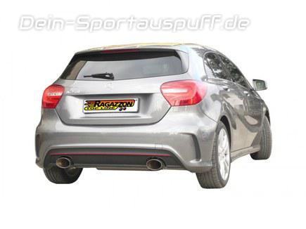 Ragazzon Edelstahl Duplex Racing-Komplettanlage ab Kat Mercedes A-Klasse W176 A250 70mm-System je 135x90mm oval doppelwandig abgeschrägt