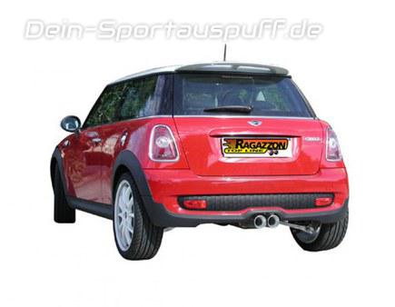 Ragazzon Edelstahl Mittig Racing-Komplettanlage ab Kat Mini Cooper S R56 2x90mm rund eingerollt