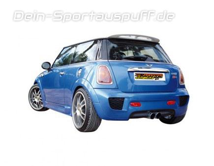 Ragazzon Edelstahl Mittig Racing-Komplettanlage ab Kat Mini Cooper S R56 2x90mm rund doppelwandig abgeschrägt