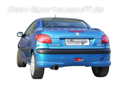 Ragazzon Edelstahl Racing-Komplettanlage ab Kat Peugeot 206 CC 1.6l 102mm rund eingerollt