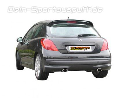 Ragazzon Edelstahl Duplex Racing-Komplettanlage ab Kat Peugeot 207 1.6 THP je 115x70mm oval eingerollt