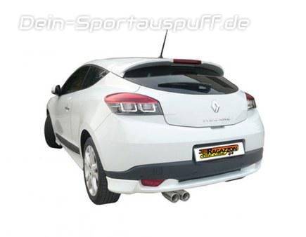 Ragazzon Edelstahl Racing-Komplettanlage ab Kat Renault Megane 3 Coupe 2x80mm rund eingerollt versetzt