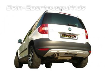 Ragazzon Edelstahl Racing-Komplettanlage ab Kat Skoda Yeti 1.4l TSI 2x80mm rund doppelwandig abgeschrägt versetzt