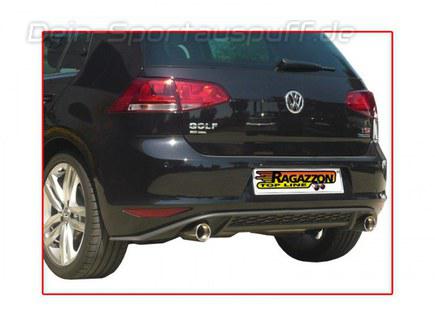 Ragazzon Edelstahl Duplex Racing-Komplettanlage ab Kat VW Golf 7 1.4 TSI mit GTI-Heckansatz je 80mm rund eingerollt