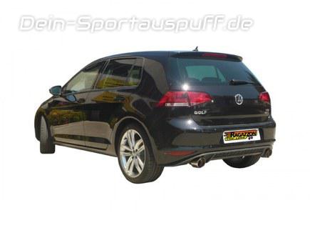 Ragazzon Edelstahl Duplex Racing-Komplettanlage ab Kat VW Golf 7 1.4 TSI mit GTI-Heckansatz je 102mm rund doppelwandig abgeschrägt