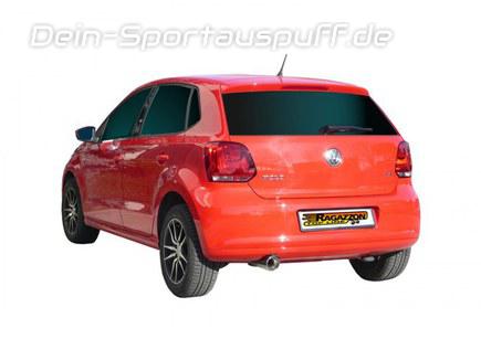Ragazzon Edelstahl Racing-Komplettanlage ab Kat VW Polo 6R 90mm rund eingerollt