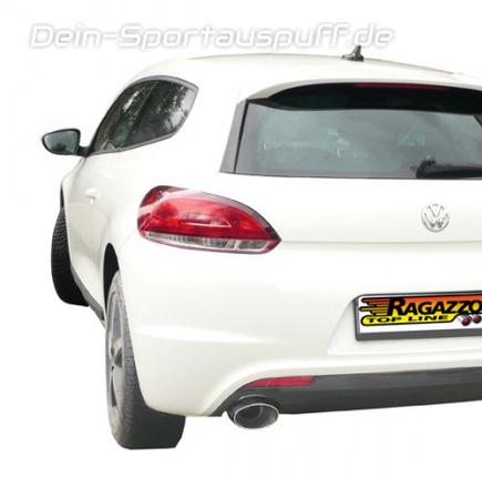 Ragazzon Edelstahl Racing-Komplettanlage ab Kat VW Scirocco Typ 13 1.4TSI 135x90mm oval doppelwandig abgeschrägt