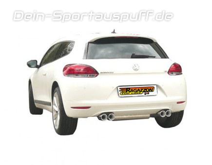 Ragazzon Edelstahl Duplex Racing-Komplettanlage ab Kat VW Scirocco Typ 13 1.4TSI je 2x80mm rund eingerollt versetzt
