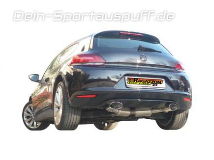 Ragazzon Edelstahl Duplex Komplettanlage ab Kat VW Scirocco Typ 13 TDI 103kW je 135x90mm oval doppelwandig abgeschrägt