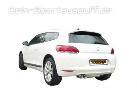 Ragazzon Edelstahl Racing-Komplettanlage ab Kat VW Scirocco Typ 13 2.0l TFSI 2x80mm rund eingerollt versetzt