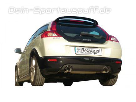 Ragazzon Edelstahl Duplex Racing-Komplettanlage ab Kat Volvo C30 T5 je 90mm rund doppelwandig abgeschrägt