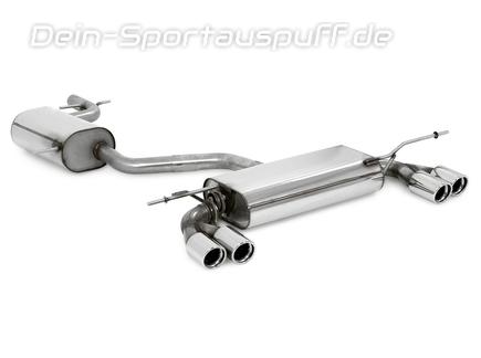 Fox Edelstahl Duplex Komplettanlage ab Kat VW Scirocco 3 1.4l 2.0l TDI 2x76mm rund eingerollt abgeschrägt mit Absorber