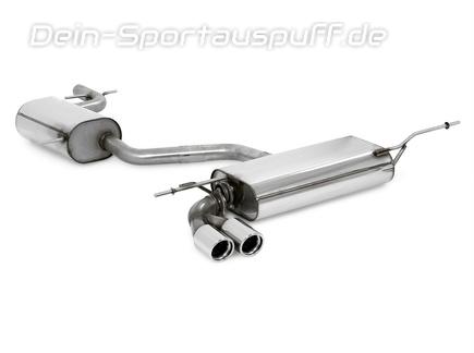 Fox Edelstahl Komplettanlage ab Kat VW Scirocco 3 1.4l 2.0l TDI 2x76mm rund eingerollt abgeschrägt mit Absorber