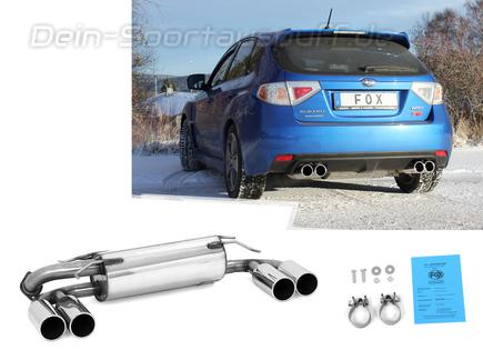 Fox Edelstahl Duplex Sportauspuff Subaru Impreza GR WRX inkl. WRX STI je 2x100mm rund eingerollt gerade