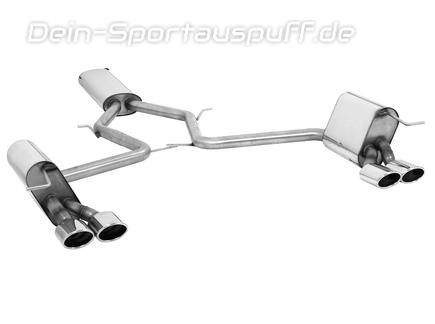 Fox Edelstahl Duplex Sportauspuff-Komplettanlage ab Kat Mercedes E-Klasse W211 E200 Limousine je 2x106x71mm oval eingerollt abgeschrägt
