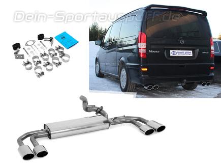 Fox Edelstahl Duplex Sportauspuff inkl. Verbindungsrohr Mercedes Vito u. Viano W639 V639 je 2x115x85mm oval eingerollt abgeschrägt