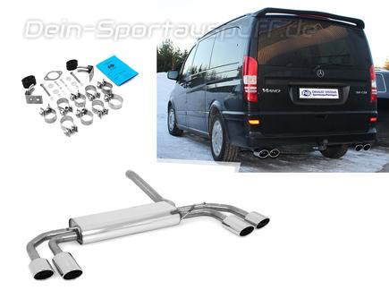 Fox Edelstahl Duplex Sportauspuff Mercedes Vito u. Viano W639 V639 (Mod. mit Luftfederung) je 2x115x85mm oval eingerollt abgeschrägt