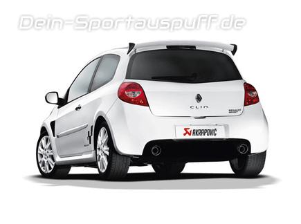 Akrapovic Edelstahl Duplex Komplettanlage ab Kat Renault Clio 3 RS je 1x rund eingerollt abgeschrägt aus Carbon