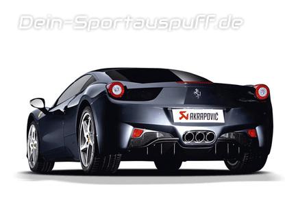 Akrapovic Titan Mittig Komplettanlage Ferrari 458 Italia u. Spider 3x rund eingerollt abgeschrägt aus Carbon