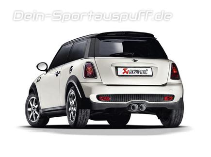 Akrapovic Edelstahl Mittig Komplettanlage ab Kat MINI Cooper S R56 R57 2x95mm rund eingerollt abgeschrägt aus Titan