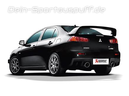 Akrapovic Titan Duplex Komplettanlage inkl. Kat-Ersatzrohr Mitsubishi Lancer Evolution Evo X je 1x rund eingerollt abgeschrägt
