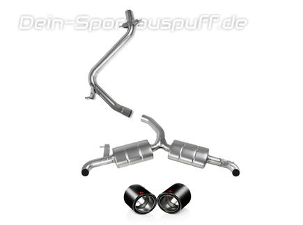 Akrapovic Edelstahl Duplex Racing-Komplettanlage ab Kat VW Golf 6 GTI je 1x100mm rund eingerollt abgeschrägt aus Carbon
