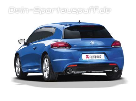 Akrapovic Edelstahl Duplex Sportauspuff VW Scirocco R je 1x rund eingerollt abgeschrägt aus Carbon