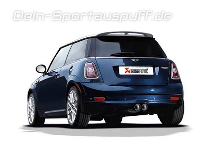 Akrapovic Edelstahl Mittig Komplettanlage ab Kat MINI Cooper S JWC R56 inkl. Cabrio R57 2x95mm rund eingerollt abgeschrägt aus Titan