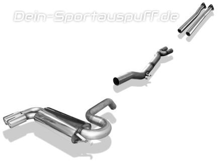 Fox Edelstahl Racing-Komplettanlage ab Kat Audi S2 89 169kW 2x76mm rund eingerollt gerade mit Absorber