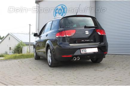 Fox Edelstahl Racing-Komplettanlage ab Kat Seat Altea XL 5P 2x80mm rund eingerollt abgeschrägt mit Absorber