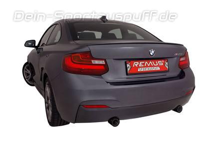 Remus Edelstahl Duplex Sportauspuff BMW 2er F22 Coupe F23 Cabriolet M235i je 84mm Street Race rund in schwarz
