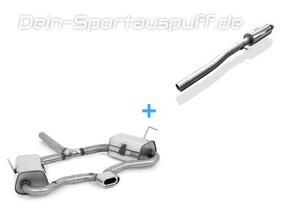 Fox Edelstahl Komplettanlage ab Kat mittig Mini Cooper S R53 2002-2006 135x80mm flachoval eingerollt abgeschrägt mit Absorber