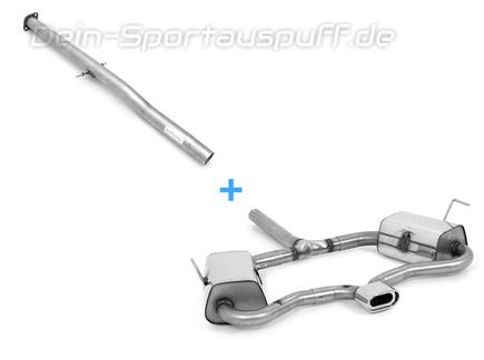 Fox Edelstahl Racing-Komplettanlage ab Kat mittig Mini Cooper S R53 2002-2006 135x80mm flachoval eingerollt abgeschrägt mit Absorber