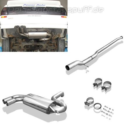 Fox Edelstahl Racing-Komplettanlage ab Kat Ø70mm Audi Urquattro 2x76mm rund scharf gerade