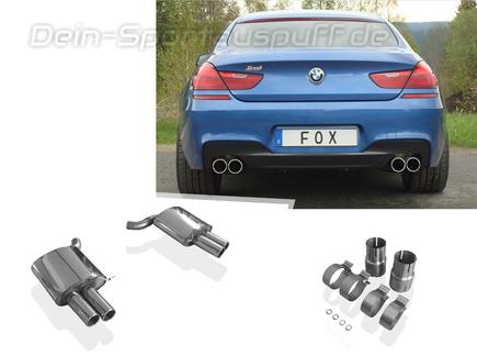 Fox Edelstahl Duplex Sportauspuff BMW 6er 640i F12 Cabrio F13 Coupe F06 Gran Coupe je 2x90mm rund eingerollt
